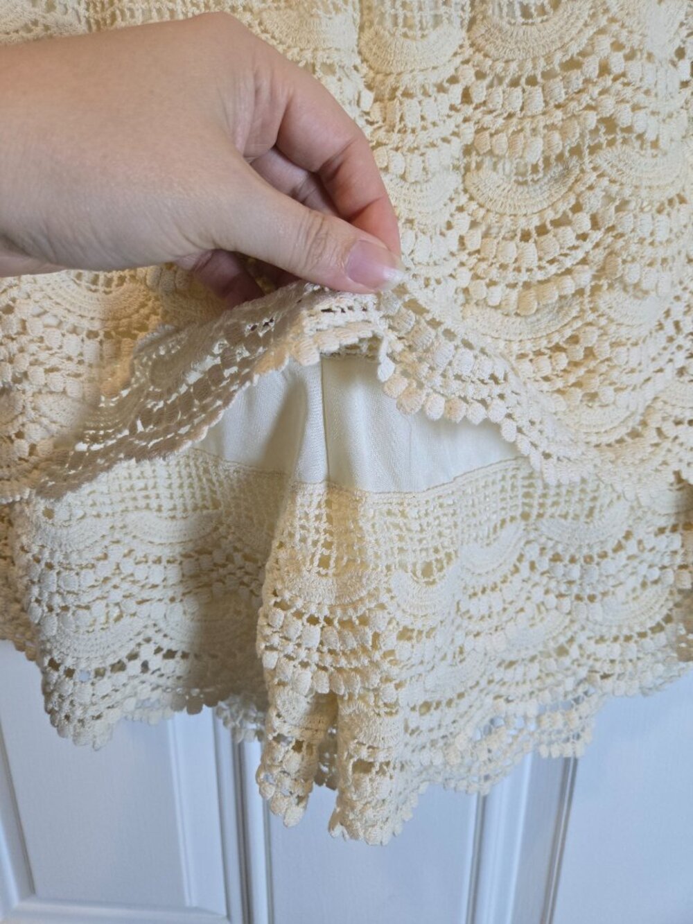 Grace & Emma Crochet Lace Shorts XL Cream Boho Lined Pull On Festival - Picture 8 of 10